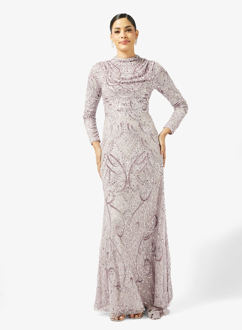 MARYISA Long Sleeve Sequin Maxi Dress - Image 1